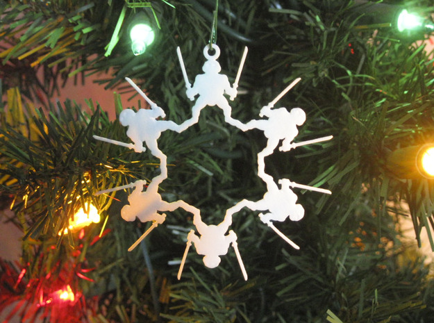 Snowflake Leonardo Ninja Turtle Ornament  in White Natural Versatile Plastic