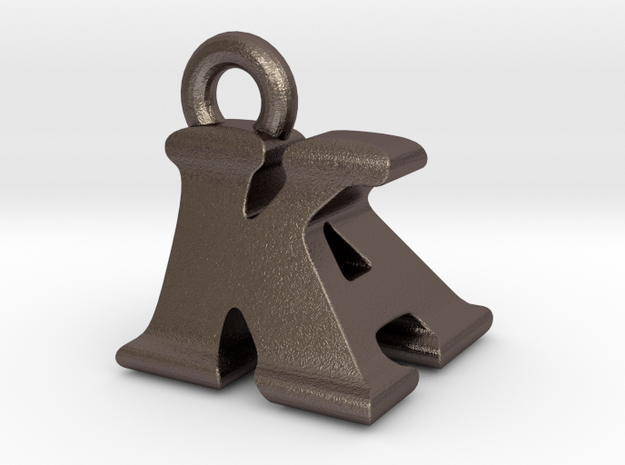 3D Monogram Pendant - KAF1 in Polished Bronzed Silver Steel