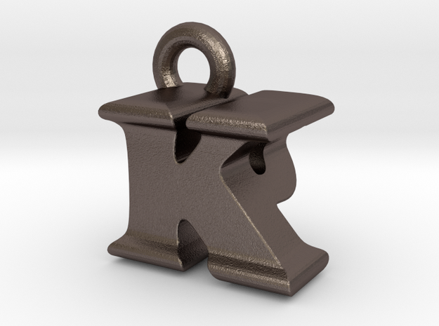 3D Monogram Pendant - KPF1 in Polished Bronzed Silver Steel