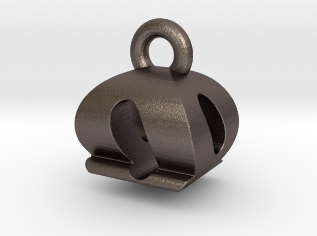 3D Monogram Pendant - OQF1 in Polished Bronzed Silver Steel