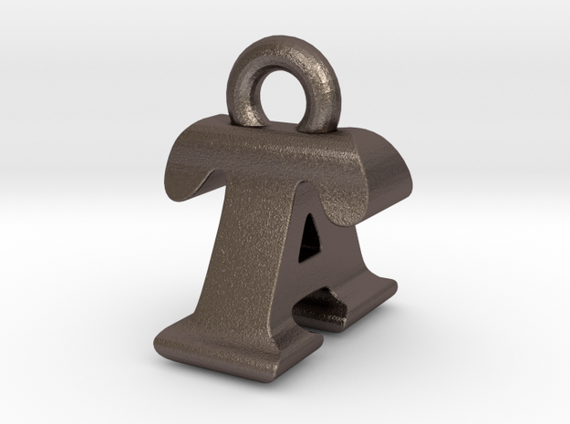 3D Monogram - TAF1 in Polished Bronzed Silver Steel