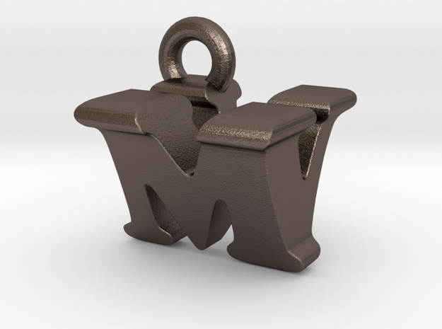 3D Monogram Pendant - MVF1 in Polished Bronzed Silver Steel