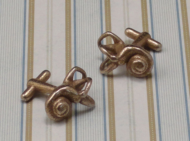 Inner Ear Cufflinks (Pair) in Polished Bronzed Silver Steel