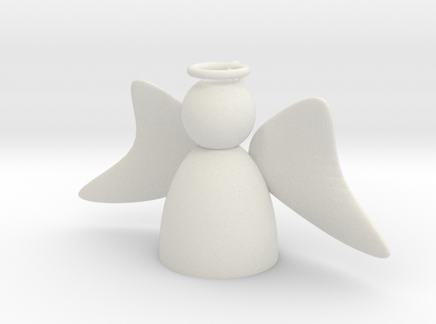 Angel with Wings Forward in White Natural Versatile Plastic