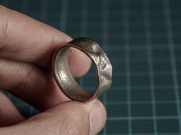 The Crumple Ring - 19mm Dia in Polished Bronzed Silver Steel
