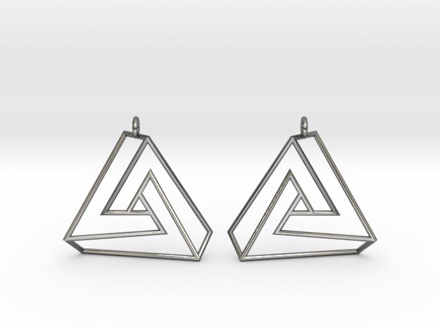 Impossible earrings with a twist  in Polished Silver