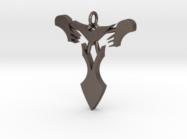 Pendentif Bionicle - "T" (Takanuva) in Polished Bronzed Silver Steel