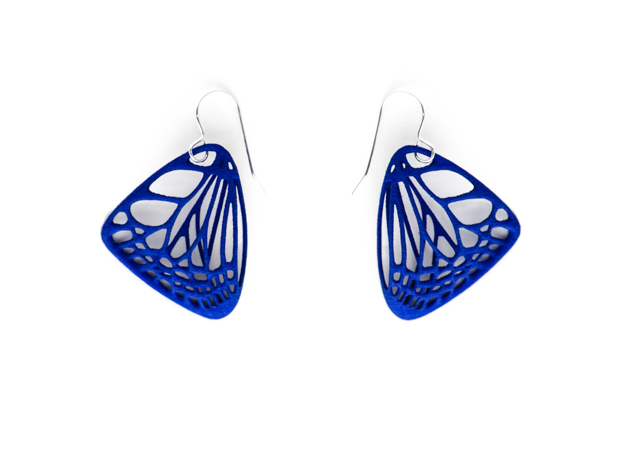 Butterfly Earrings (S) Plastic in Blue Processed Versatile Plastic