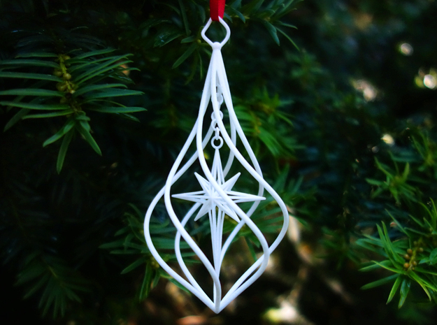 Christmas Tree Ornament (Bauble) - North Star in White Processed Versatile Plastic