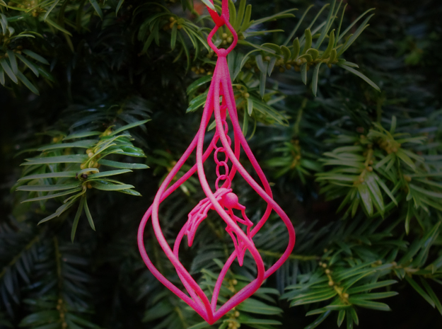 Christmas Tree Ornament (Bauble) - Holly in Pink Processed Versatile Plastic