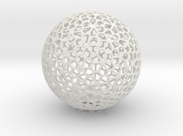 Floral Pattern Sphere in White Natural Versatile Plastic