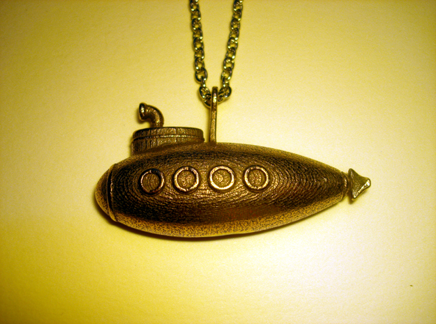 Submarine Pendant in Polished Bronzed Silver Steel