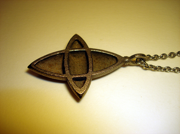 Elliptical Cross Pendant in Polished Bronzed Silver Steel