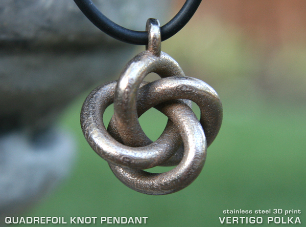 Quadrefoil Knot Pendant in Polished Bronzed Silver Steel