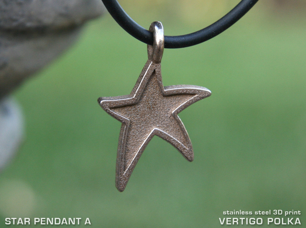 Star Pendant A in Polished Bronzed Silver Steel