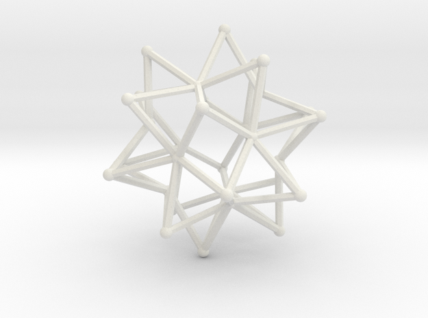 Stellated Icosohedron WireBalls - 3cm in White Natural Versatile Plastic