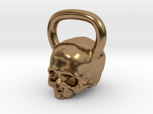 Kettlebell Skull Pendant .75 Scale in Natural Brass