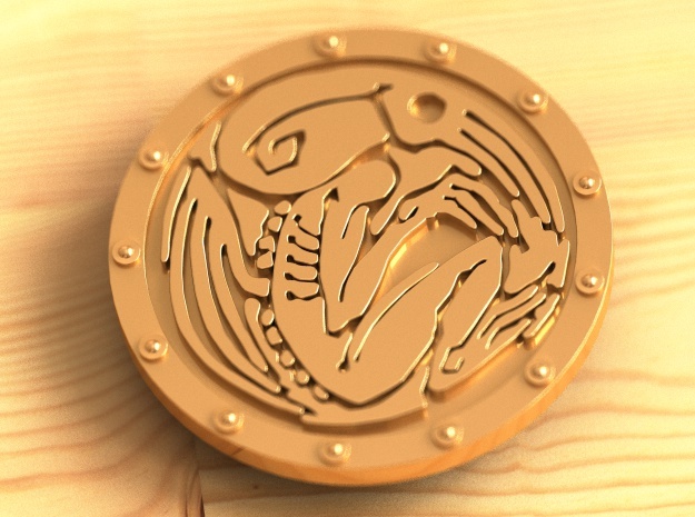Cthulhu buckle (35mm) in Polished Bronze
