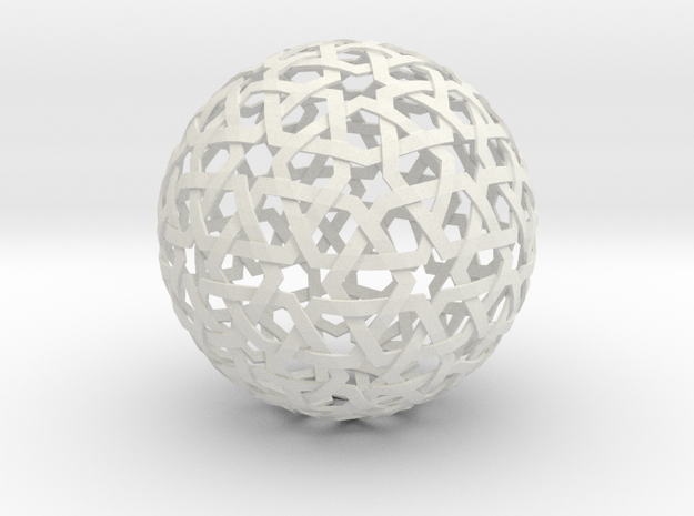 Star Weave Sphere in White Natural Versatile Plastic