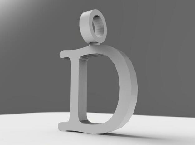 D Letter Pendant in Polished Bronzed Silver Steel