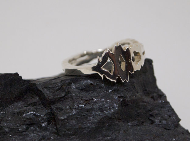 "I Love You" Sound Wave Ring in Fine Detail Polished Silver: 7.25 / 54.625