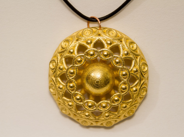 Eye Mandala Pendant in Polished Gold Steel