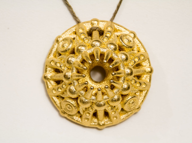 Mandala Pendant in Polished Gold Steel