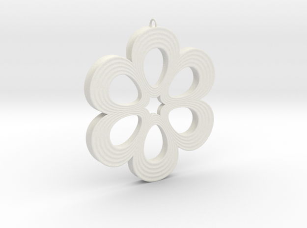 Flower Pendant 01 in White Natural Versatile Plastic