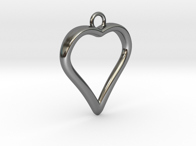 Heart 001 in Fine Detail Polished Silver