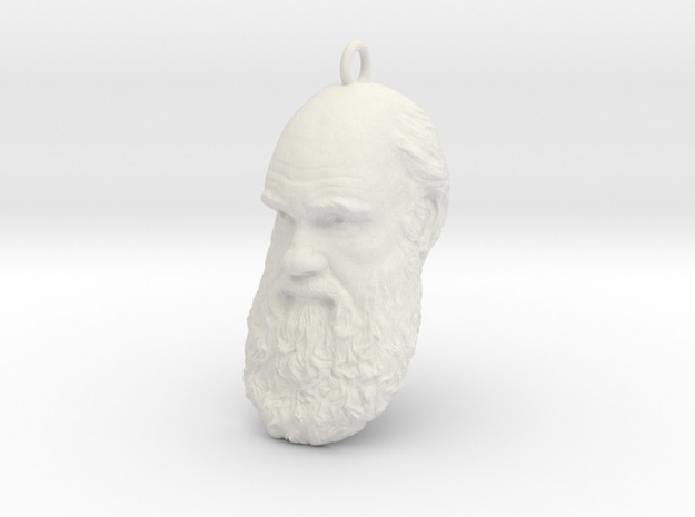 Charles Darwin 1" Head, Pendant, Ear Ring, Charm,  in White Natural Versatile Plastic
