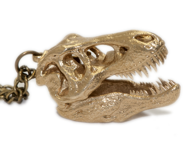 Tyrannosaurus rex pendant 25mm with loop in Natural Brass