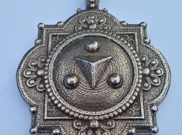 Shadow Medallion Pendant in Polished Bronzed Silver Steel