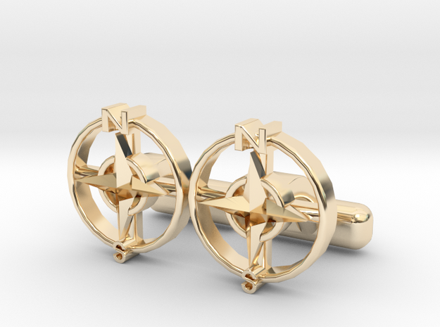 Compass Cl in 14K Yellow Gold