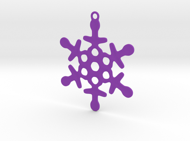 Ornament, Snowflake 003 in Purple Processed Versatile Plastic