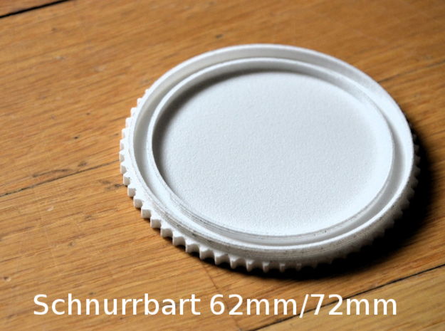 Schnurrbart Mustache Doppel Lens Cap 62mm/72mm in White Natural Versatile Plastic