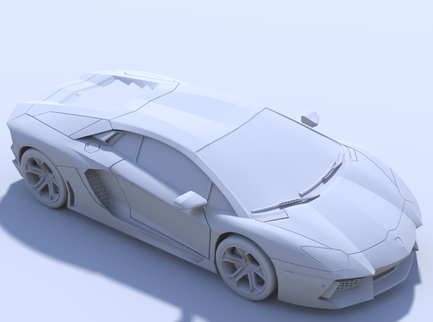 75mm - Hollow: Lamborghini Aventador in Smooth Fine Detail Plastic