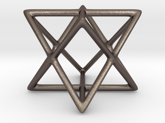 Star Tetrahedron Pendant in Polished Bronzed Silver Steel
