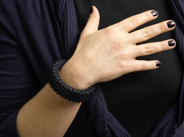 Spike Bracelet - Flexible Medium Size in Black Natural Versatile Plastic