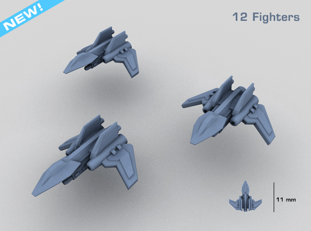 HOMEFLEET Interceptor Fighter Group - 12 Fighters in Smooth Fine Detail Plastic