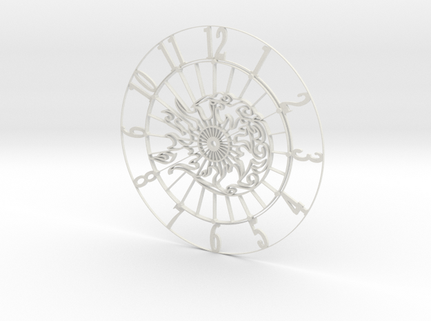 Sun-Moon Clock Face in White Natural Versatile Plastic
