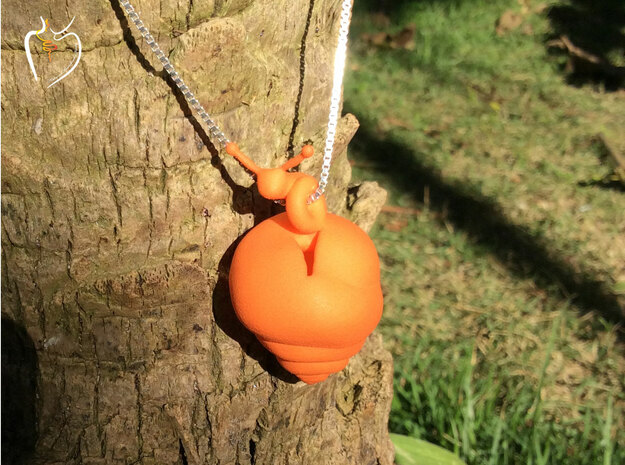 Snail Pendant in Orange Processed Versatile Plastic