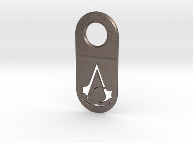 Assassin Unity Keychain Pendant (Hollow) in Polished Bronzed Silver Steel