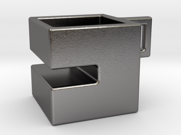 Square coffee cup with Oreo stand in Polished Nickel Steel