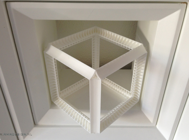 Cube Geometry perspectivity sculpture in White Natural Versatile Plastic