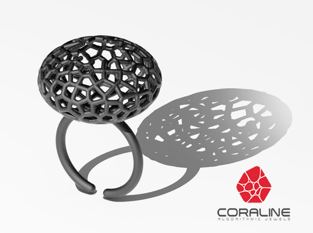 Star Coral Ring sz 7 in Black Natural Versatile Plastic