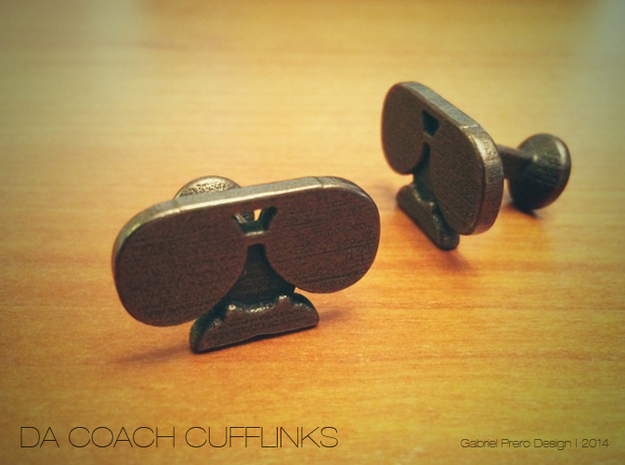 Da Coach Cufflinks - version 1 in Polished Bronze Steel