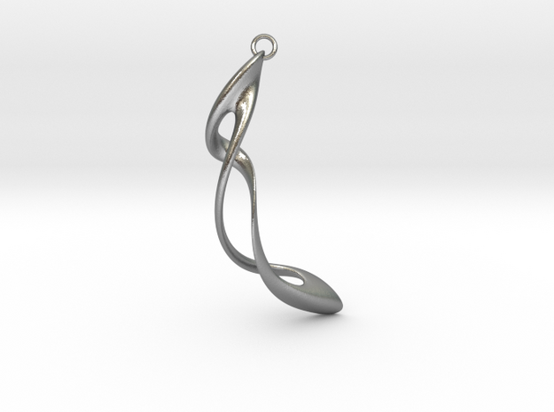 Earring: Twisted loop - 5 cm in Natural Silver