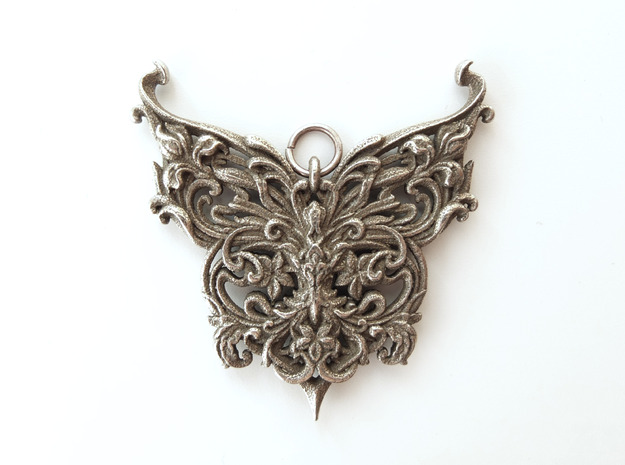 Butterfly pendant in Polished Bronzed Silver Steel