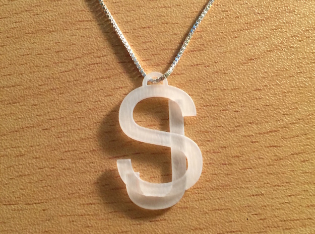 Overlaid Letter Charm in Tan Fine Detail Plastic