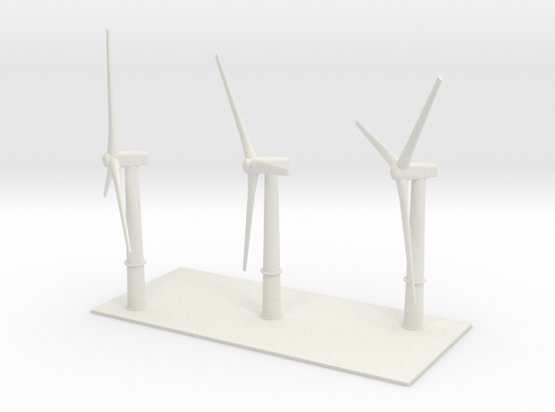 1/600 Wind Farm x3 Turbines in White Natural Versatile Plastic